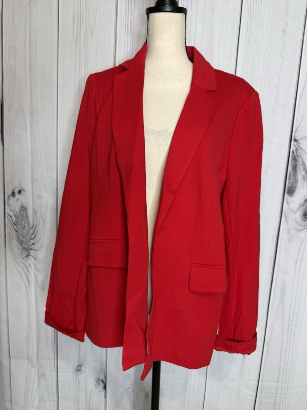 NEW Skies Are Blue Open Front Long Sleeve Red  Blazer Coat Jacket Sz XXL NWT